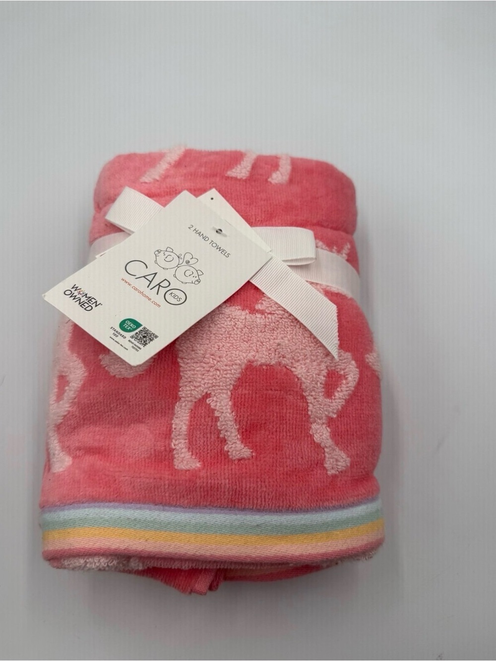Caro Kids 2-Pack Pink Unicorn Hand Towels | Soft Cotton Bath Towels